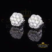 King of Blings- Aretes Para Hombre 925 White Silver Women's 1.22ct Cubic Zirconia Flower Earring KING OF BLINGS