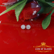 King of Blings- 1.28ct Cubic Zirconia White 925 Sterling Silver For Men's/Womens Round Earrings KING OF BLINGS