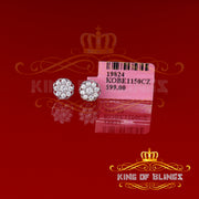 King of Blings- White 925 Silver Cubic 0.14ct Zirconia Women's & Men's Hip Hop Flower Earrings KING OF BLINGS