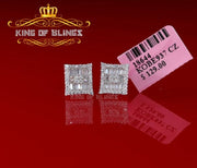 King of Blings- Hip Hop White 925 Silver 0.68ct Cubic Zirconia Women's & Men's Square Earrings KING OF BLINGS