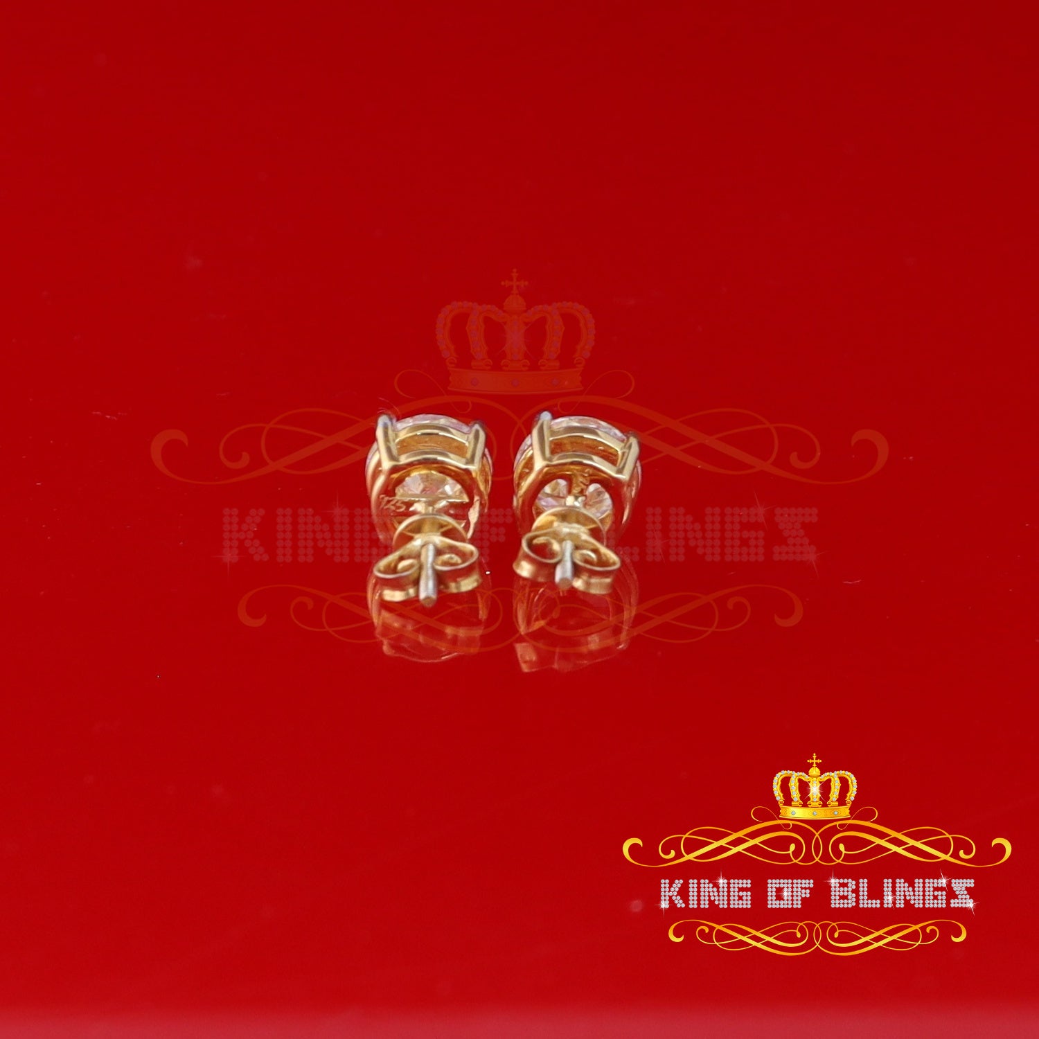 King  of Bling's Stud 925 silver Yellow 4.50ct VVS 'D' Moissanite Men & Women Stud Stud Earrings KING OF BLINGS