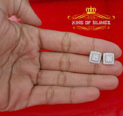 King of Blings- Hip Hop 925 White Silver 1.04ct Cubic Zirconia Women's & Men's Square Earrings KING OF BLINGS