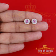 King of Bling's 925 Yellow Sterling Silver 0.90ct Cubic Zirconia Women's Hip Hop Round Earrings KING OF BLINGS