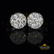 King of Blings- 0.94ct Cubic Zirconia 925 White Sterling Silver Women's Hip Hop Round Earrings KING OF BLINGS