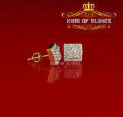King of Bling's 1.2ct Cubic Zirconia 925 Yellow Silver Women's & Men's Hip Hop Square Earrings KING OF BLINGS