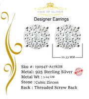 King of Bling's Aretes Para Hombre 925 Yellow Silver 2.3ct Cubic Zirconia Round Women's Earring KING OF BLINGS