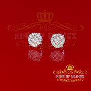 King of Blings- 925 White Silver Screw Back 1.44ct Cubic Zirconia Round Earrings For Ladies KING OF BLINGS