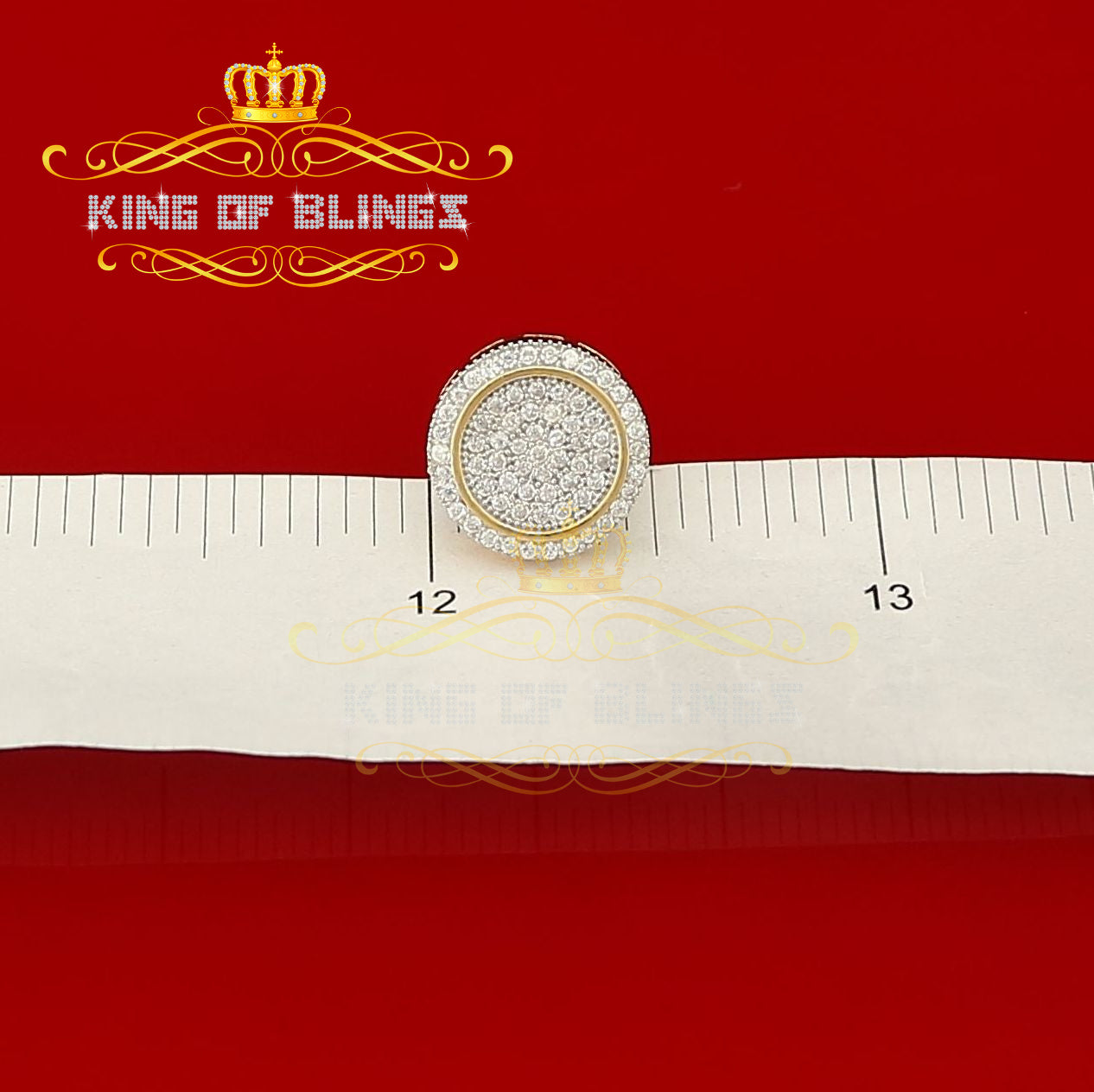 King of Bling's Aretes Para Hombre 925 Yellow Silver 1.07ct Cubic Zirconia Round Men's Earring KING OF BLINGS