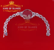 925 Silver White Floating Flowers Men's/Womens Bracelet with Cubic Zirconia SZ 7 KING OF BLINGS