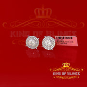 King of Blings- 925 White Sterling Silver 1.07ct Cubic Zirconia Women's Hip Hop Rounds Earrings KING OF BLINGS