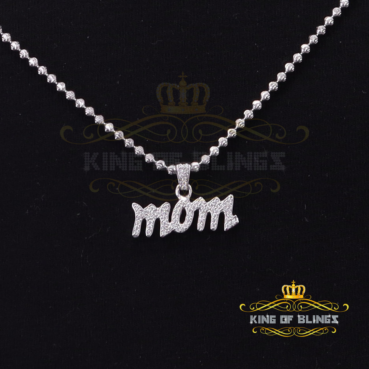 King Of Bling's 0.61ct Cubic Zirconia MOM Pendant White Silver Special Offer at Mother's Day KING OF BLINGS
