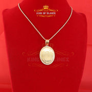 3D Oval Guadalupe Catholic Virgin Mary in CZ Yellow 925 Silver 1.63ct Pendant KING OF BLINGS