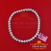 925 White Silver 8MM 0.8CT Cubic Zircon Tennis Men's/Womens Bracelet 9 Inch long KING OF BLINGS