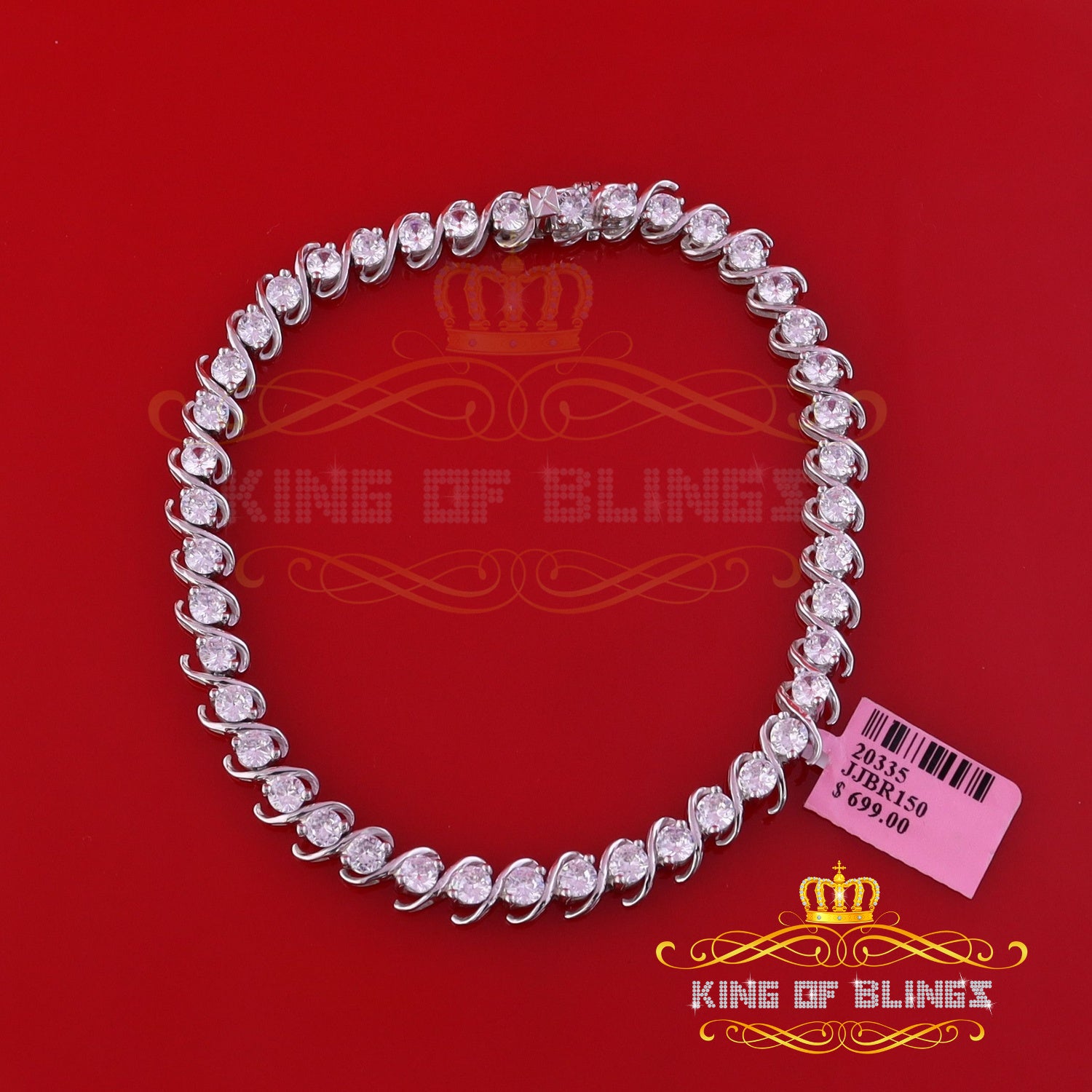 925 White Silver 8MM 0.8CT Cubic Zircon Tennis Men's/Womens Bracelet 9 Inch long KING OF BLINGS