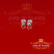 King of Blings- 0.94ct Cubic Zirconia 925 White Sterling Silver Women's Hip Hop Round Earrings KING OF BLINGS