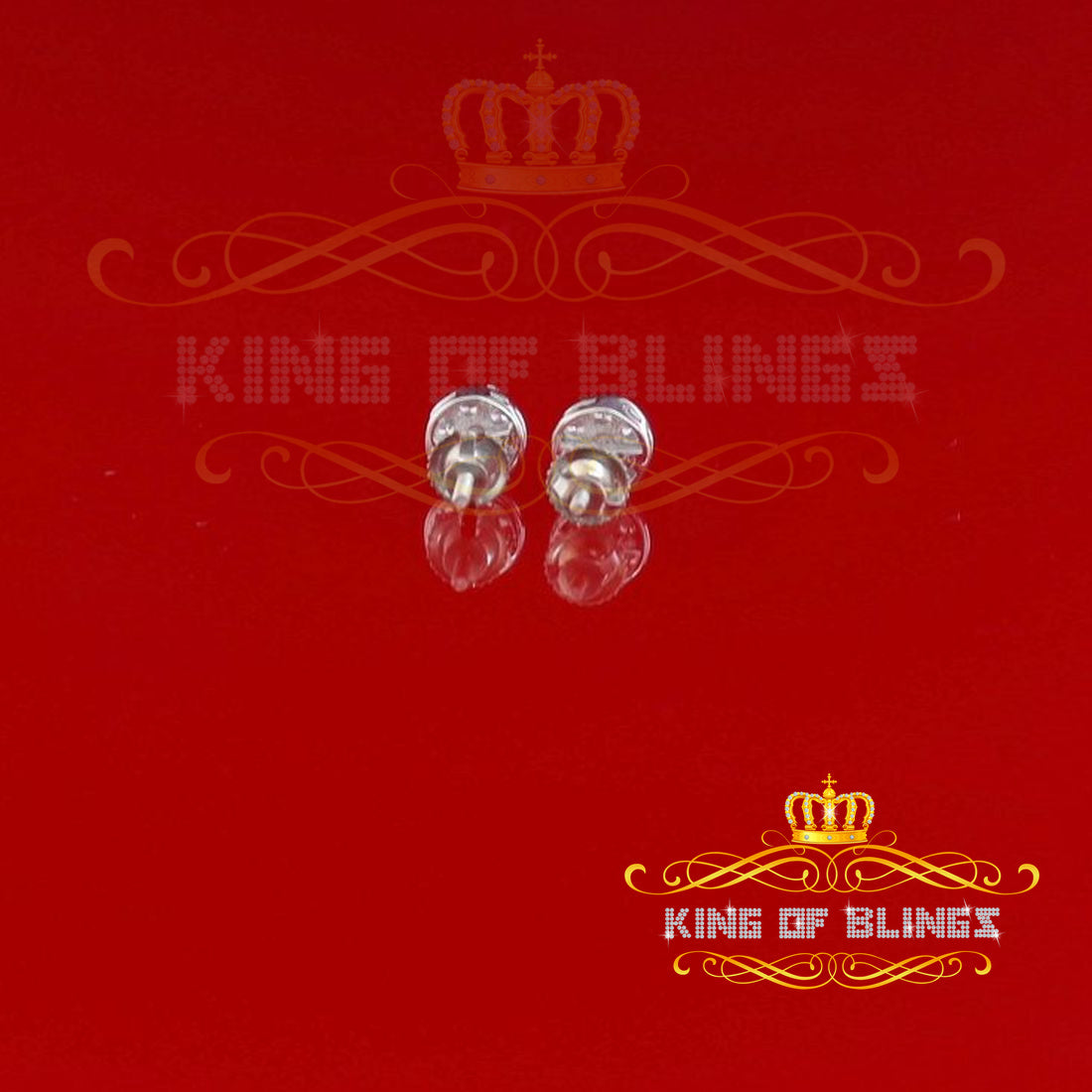 King of Blings- 0.94ct Cubic Zirconia 925 White Sterling Silver Women's Hip Hop Round Earrings KING OF BLINGS