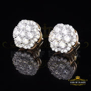 King of Bling's 925 Yellow Silver 1.74ct Cubic Zirconia Flower Earrings For Ladies / Gent's KING OF BLINGS