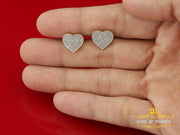 King of Blings-Aretes Para Hombre Heart 925 Yellow Silver 0.50ct Diamond Ladies /Men's Earrings KING OF BLINGS