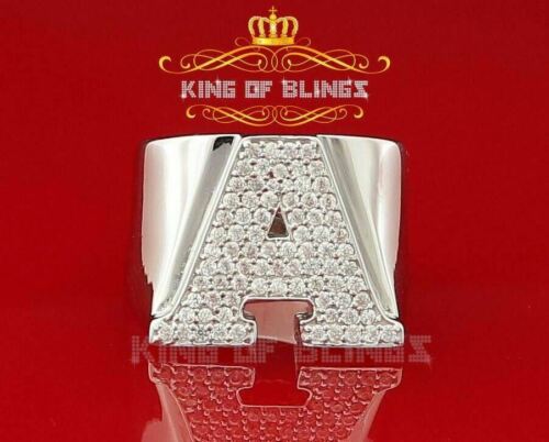 Cubic Zirconia 925 Sterling White Silver Alphabets A to Z Women's Ring Size 8 KING OF BLINGS