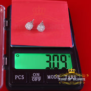 King of Blings- 1.50ct Cubic Zirconia 925 White Silver Sterling Hip Hop Floral Women's Earrings KING OF BLINGS