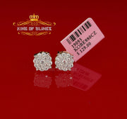 King of Bling's Aretes Para Hombre 925 Yellow Silver 1.22ct Cubic Zirconia Round Women's Earring KING OF BLINGS