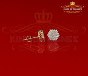 King of Bling's 925 Yellow Silver Hip Hop 0.74ct Cubic Zirconia Women's & Men's Hexagon Earrings KING OF BLINGS