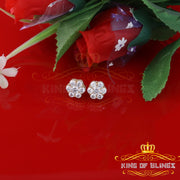 King of Bling's 8.72ct Cubic Zirconia 925 Silver Yellow For Men's & Women's Floral Style Earring KING OF BLINGS