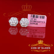 King of Blings- Aretes Para Hombre 925 White Silver 1.74ct Cubic Zirconia Flower Women's Earring KING OF BLINGS