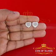 King Of Bling's Aretes Para Hombre Heart 925 White Silver 0.25ct Diamond Ladies Style Earrings KING OF BLINGS