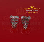 King of Blings- 1.18ct Cubic Zirconia 925 White Silver Women's & Men's Hip Hop Square Earrings KING OF BLINGS