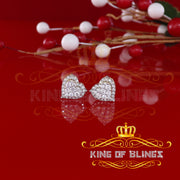 King of Bling's Aretes Para Hombre 925 Yellow Silver 2.68ct Cubic Zirconia Heart Women's Earring KING OF BLINGS