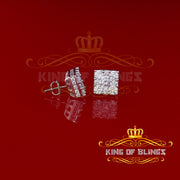 King of Blings- White 2.28ct Cubic Zirconia 925 Sterling Silver Hip Hop Square Ladies Earrings KING OF BLINGS