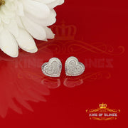 King Of Bling's Aretes Para Hombre Heart 925 White Silver 0.33ct Diamond Women's /Men's Earrings KING OF BLINGS