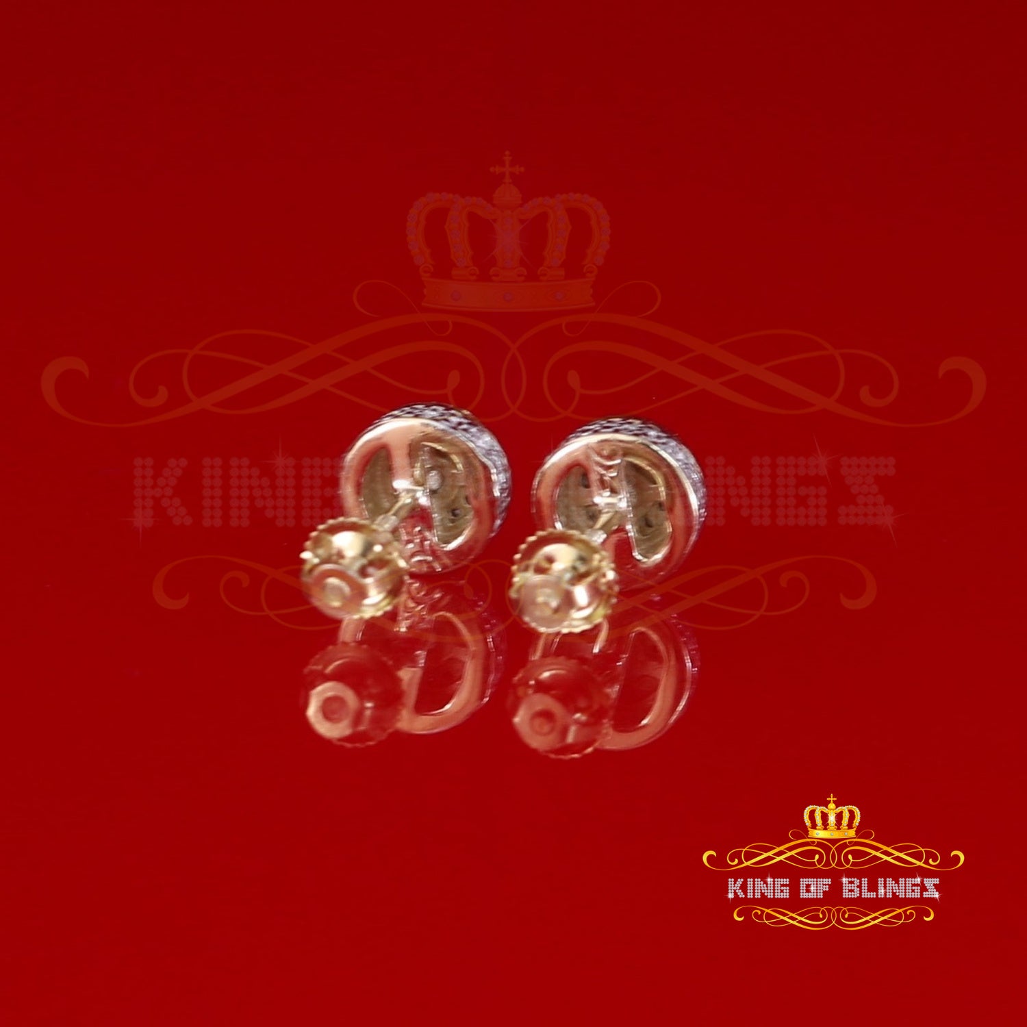0.10ct Diamond 925 Sterling Silver Yellow Round Earrings For Men's / Women's KING OF BLINGS