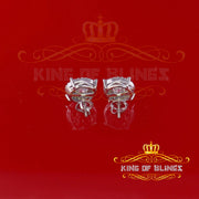 King of Blings- 925 White Sterling Silver 1.07ct Cubic Zirconia Women's Hip Hop Rounds Earrings KING OF BLINGS