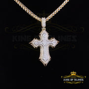 King Of Bling's Moissanite Men's & Women 7.50ct VVS D Sterling Yellow Silver Charm Cross Pendant KING OF BLINGS