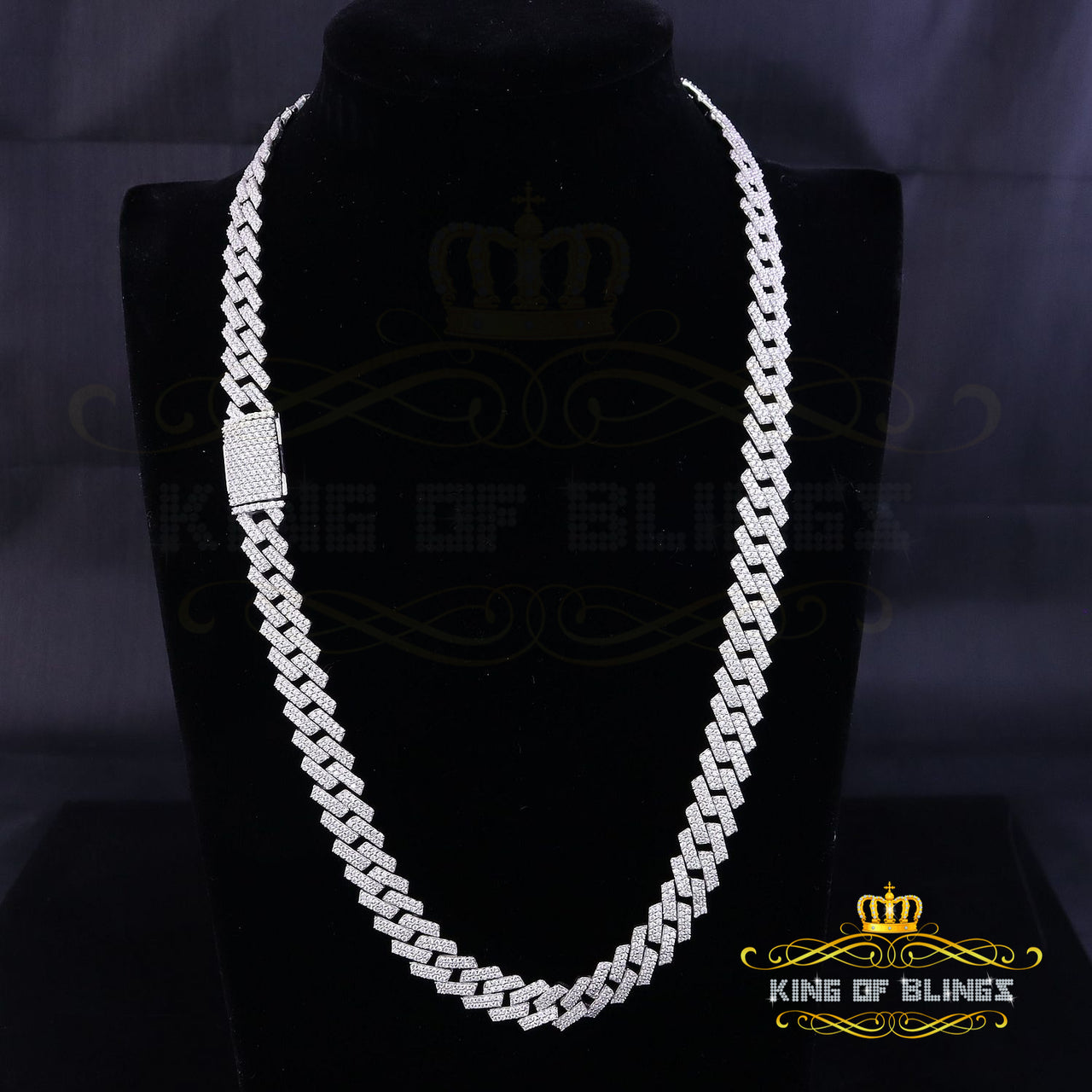 925 Silver 20ct Moissanite White Men's Cuban Necklace SZ 21inch & 12mm Width