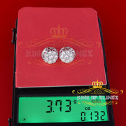 King of Blings- 3.28ct Cubic Zirconia 925 White Silver Women's & Men's Hip Hop Flower Earrings KING OF BLINGS