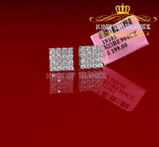 King of Blings- White 925 Sterling Silver 2.06ct Cubic Zirconia Ladies Hip Hop Square Earrings KING OF BLINGS