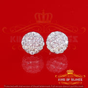 King of Blings- Aretes Para Hombre 925 White Silver 1.68ct Cubic Zirconia Round Women's Earrings KING OF BLINGS