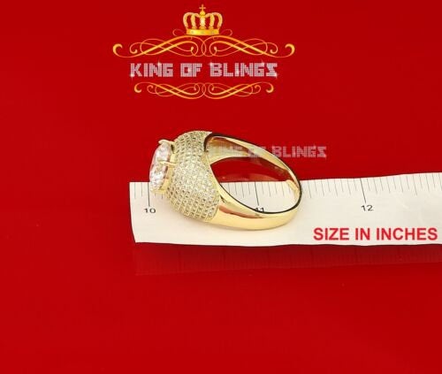 King Of Bling's Sterling Yellow Silver Big One 14.00ct Cubic Zirconia Fashion Round Ring Size 15 KING OF BLINGS