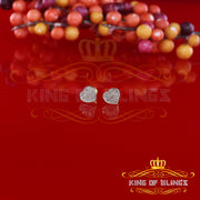 King of Blings-Micro Pave 0.11ct Real Diamonds 925 Yellow Silver Women's & Men's Heart Earrings KING OF BLINGS