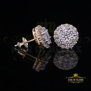 King of Bling's Aretes Para Hombre 925 Yellow Silver 1.49ct Cubic Zirconia Floral Women Earrings KING OF BLINGS