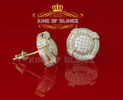 King of Bling's 925 Yellow Sterling Silver 1.46ct Cubic Zirconia Hip Hop Round Ladies Earrings KING OF BLINGS