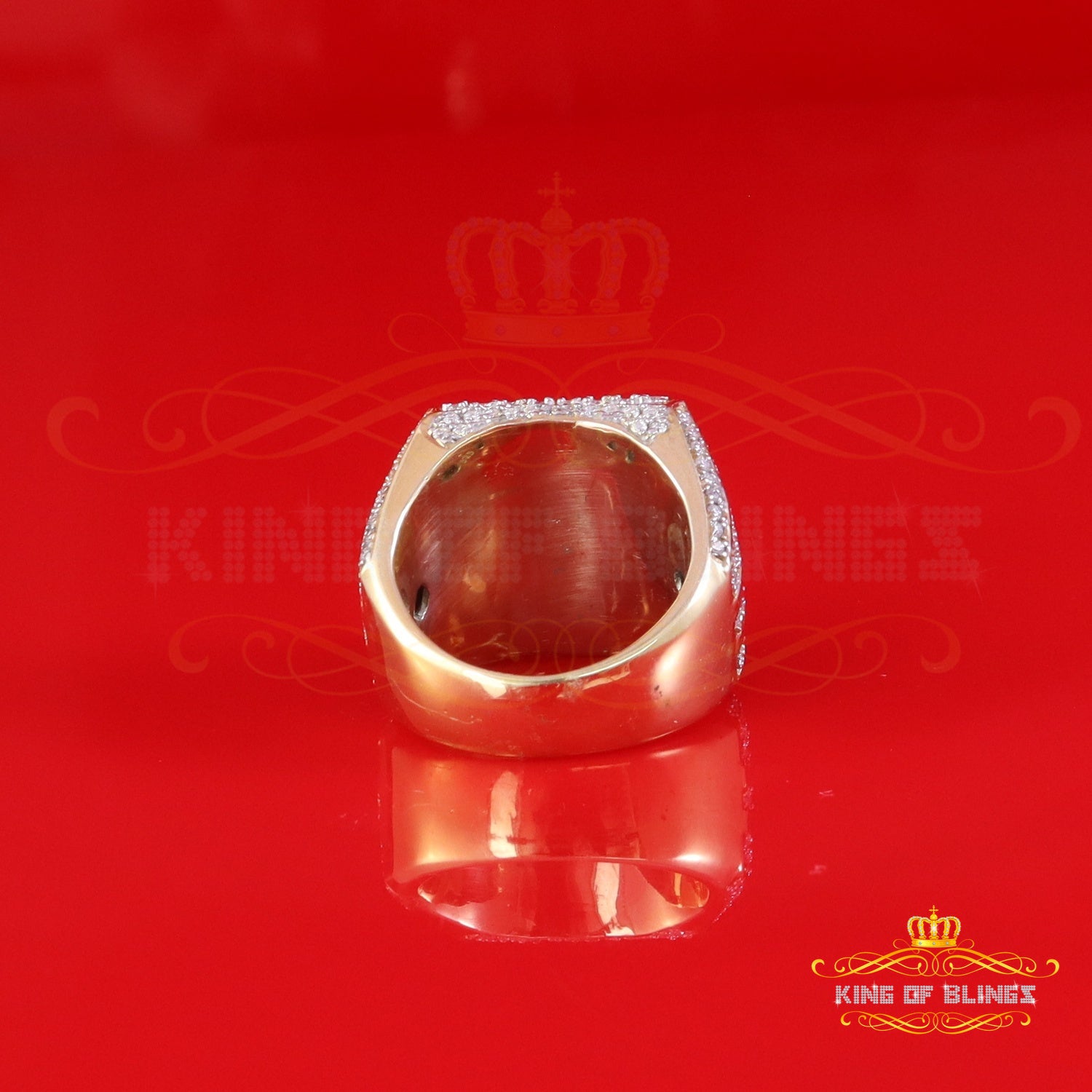 King of Bling's Men's/Womens 925 Silver Yellow 4.00ct VVS 'D' Moissanite Square Rings Size 10 King of Blings