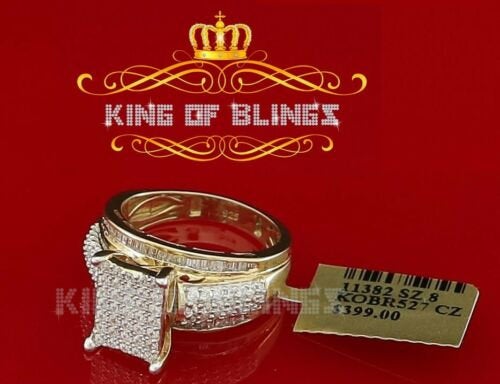 King Of Bling's Cubic Zirconia Cinderella 2.25ct Yellow Silver Womens Ring Size 8 KING OF BLINGS