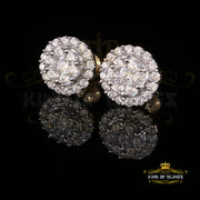 King of Bling's 925 Yellow Silver 1.96ct Cubic Zirconia Women's & Men's Hip Hop Round Earrings KING OF BLINGS