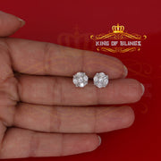 King of Blings- White 925 Sterling Silver 1.96ct Cubic Zirconia for Ladies Hip Hop Round Earring KING OF BLINGS