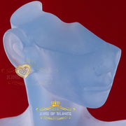 King of Blings-Aretes Para Hombre Heart Yellow Silver 0.25ct Diamond Women's /Men's Earrings KING OF BLINGS