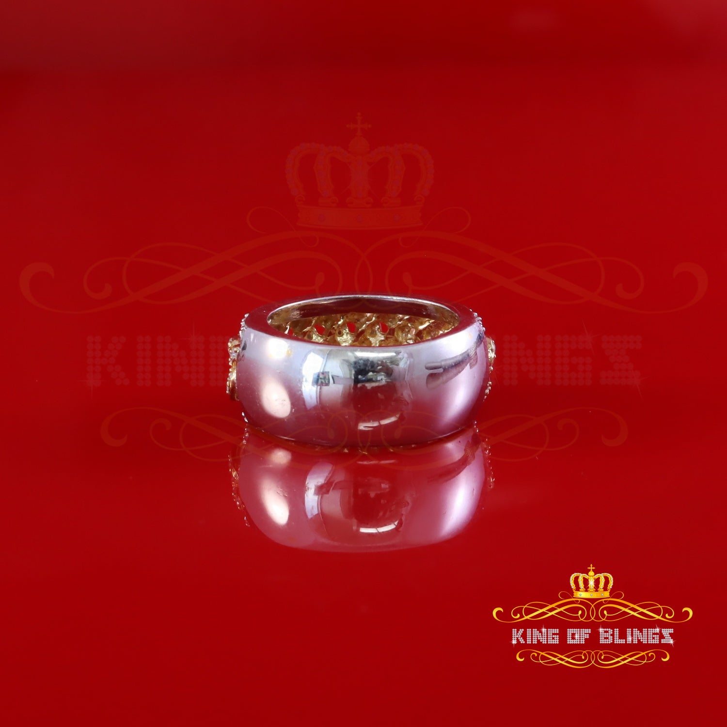 King Of Bling's 925 Silver Moissanite Cuban Shape White 1.50ct VVS D For Women Band Ring Size 8 King of Blings